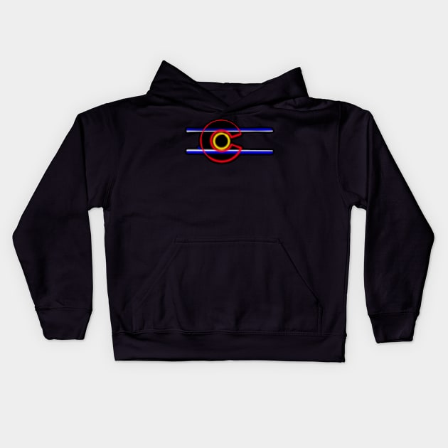 Colorado Neon State Flag Kids Hoodie by That5280Lady